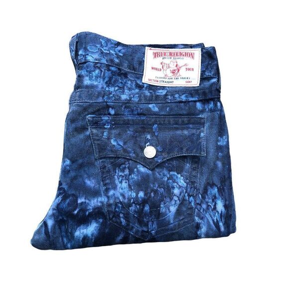 RARE True Religion Jeans Size 38 STRAIGHT Blue - Picture 1 of 13